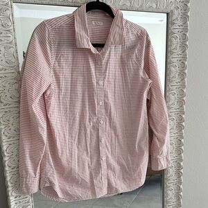 Garnet Hill Pink and White Striped Shirt